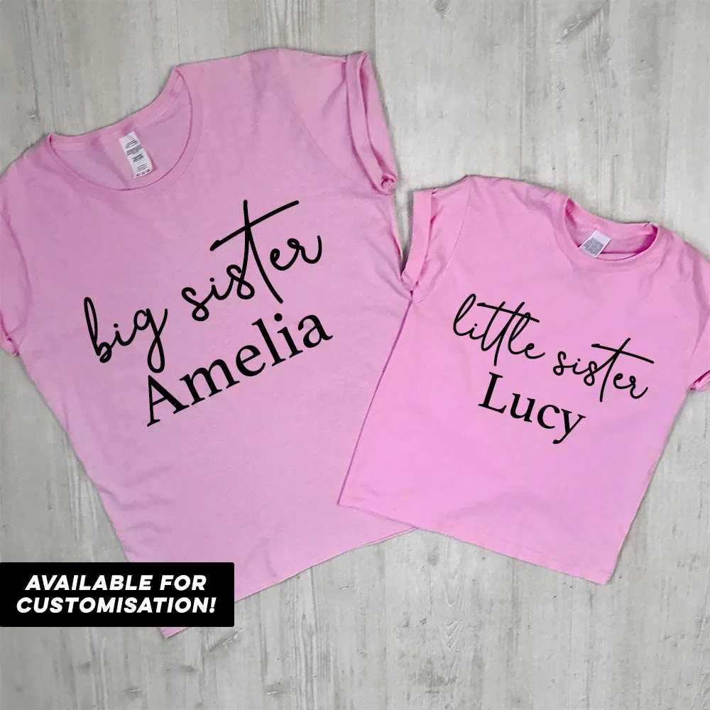 Big Sister & Little Sister Pink Script T-Shirts (MRK X)