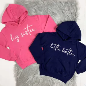 Big Sister/Little Brother Matching Script Hoodies (MRK X) girls dresses outlet