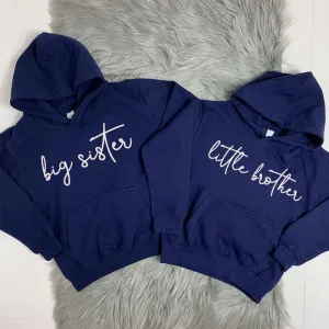 Big Sister/Little Brother Matching Script Hoodies (MRK X) girls pajamas promo
