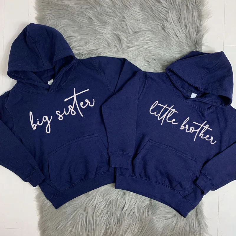 Big Sister/Little Brother Matching Script Hoodies (MRK X) girls pajamas promo