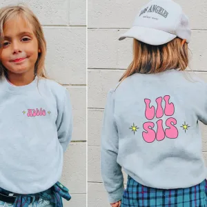 Big/Lil Bro & Sis kids Personalised Heather Grey Sweatshirts boys fashion clearance