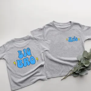 Big/Lil Bro & Sis kids Personalised Heather Grey T-Shirts girls dresses outlet