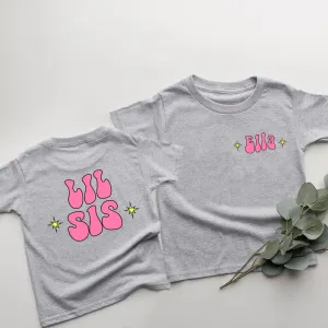 Big/Lil Bro & Sis kids Personalised Heather Grey T-Shirts girls dresses outlet