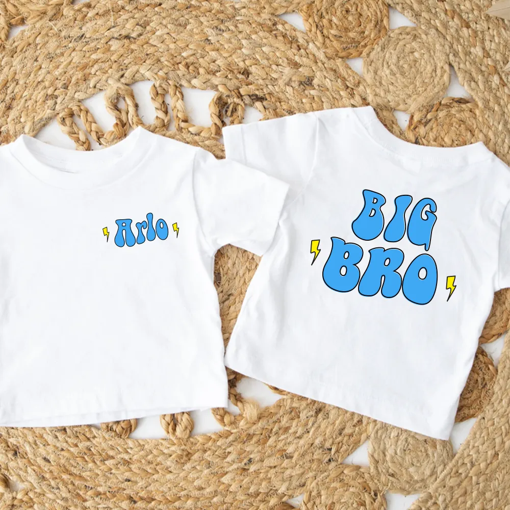 Big/Lil Bro & Sis kids Personalised White T-Shirts