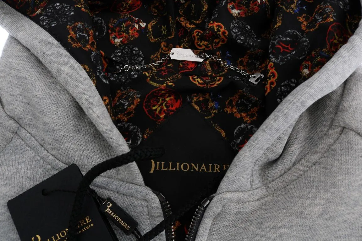 Milliardär Italienische Couture Eleganter Grauer Kapuzen-Baumwoll-Jogginganzug