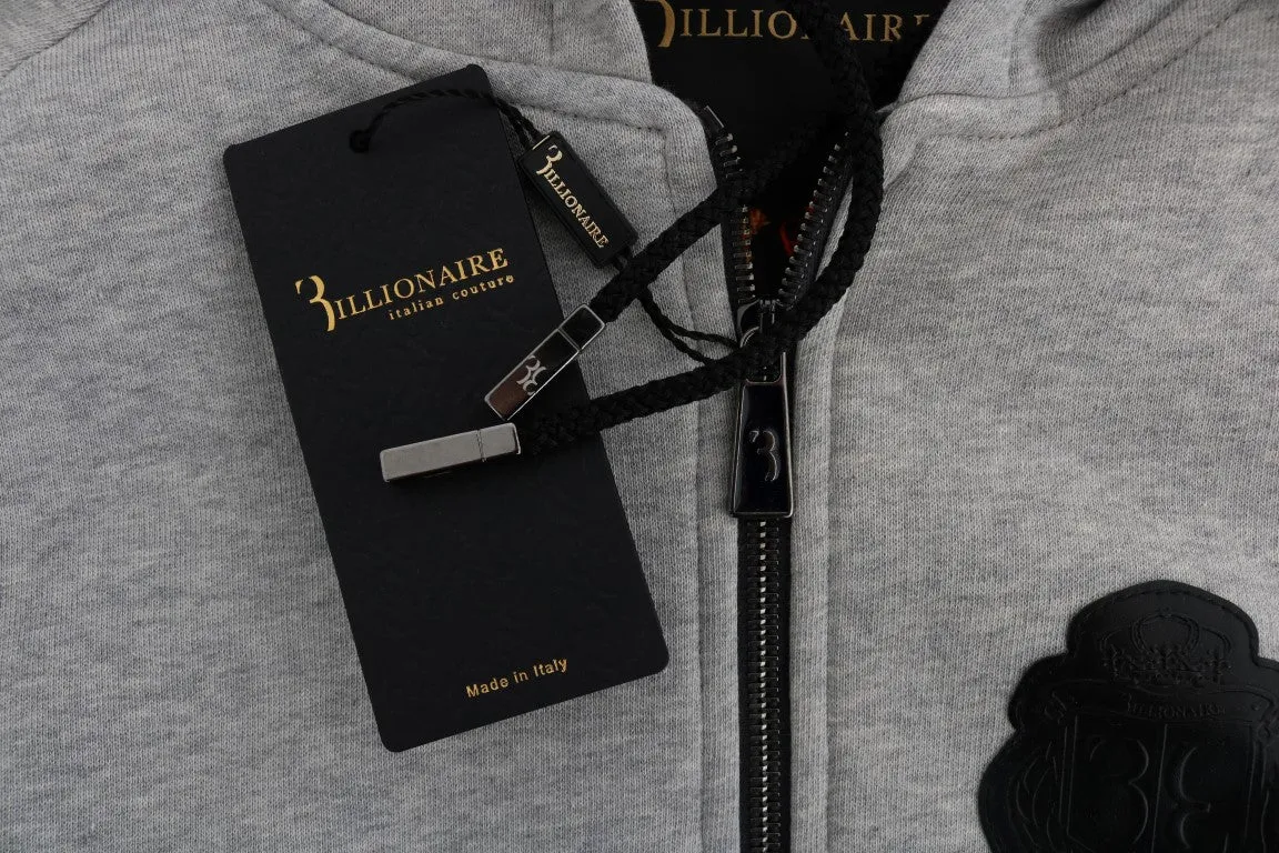 Milliardär Italienische Couture Eleganter Grauer Kapuzen-Baumwoll-Jogginganzug