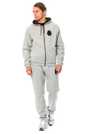 Milliardär Italienische Couture Eleganter Grauer Kapuzen-Baumwoll-Jogginganzug