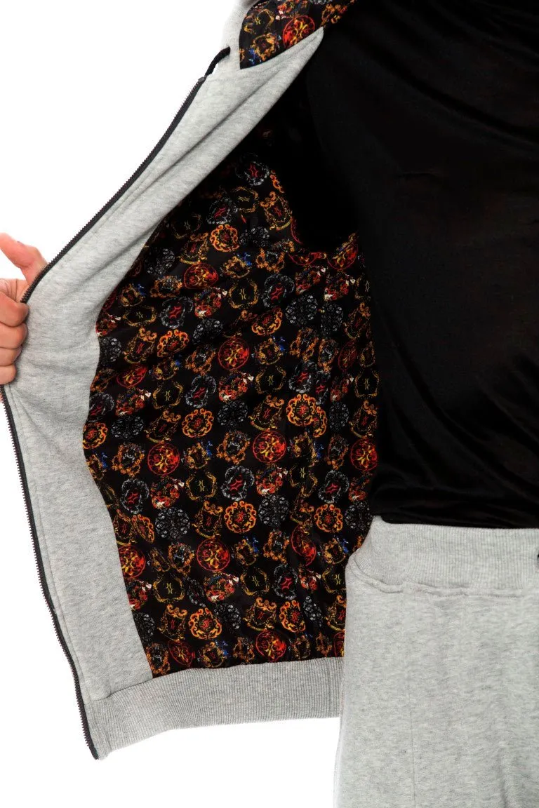 Milliardär Italienische Couture Eleganter Grauer Kapuzen-Baumwoll-Jogginganzug
