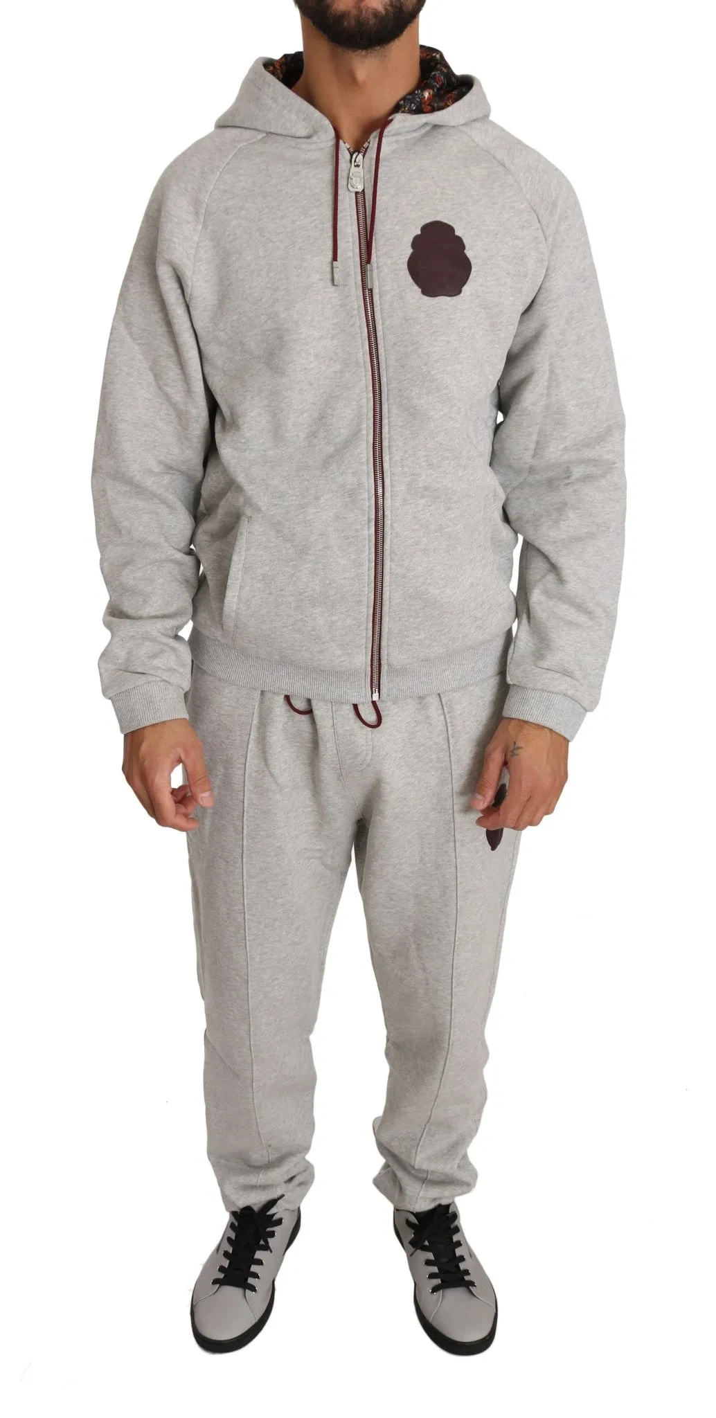 Milliardär Italienische Couture Eleganter Grauer Kapuzen-Jogginganzug