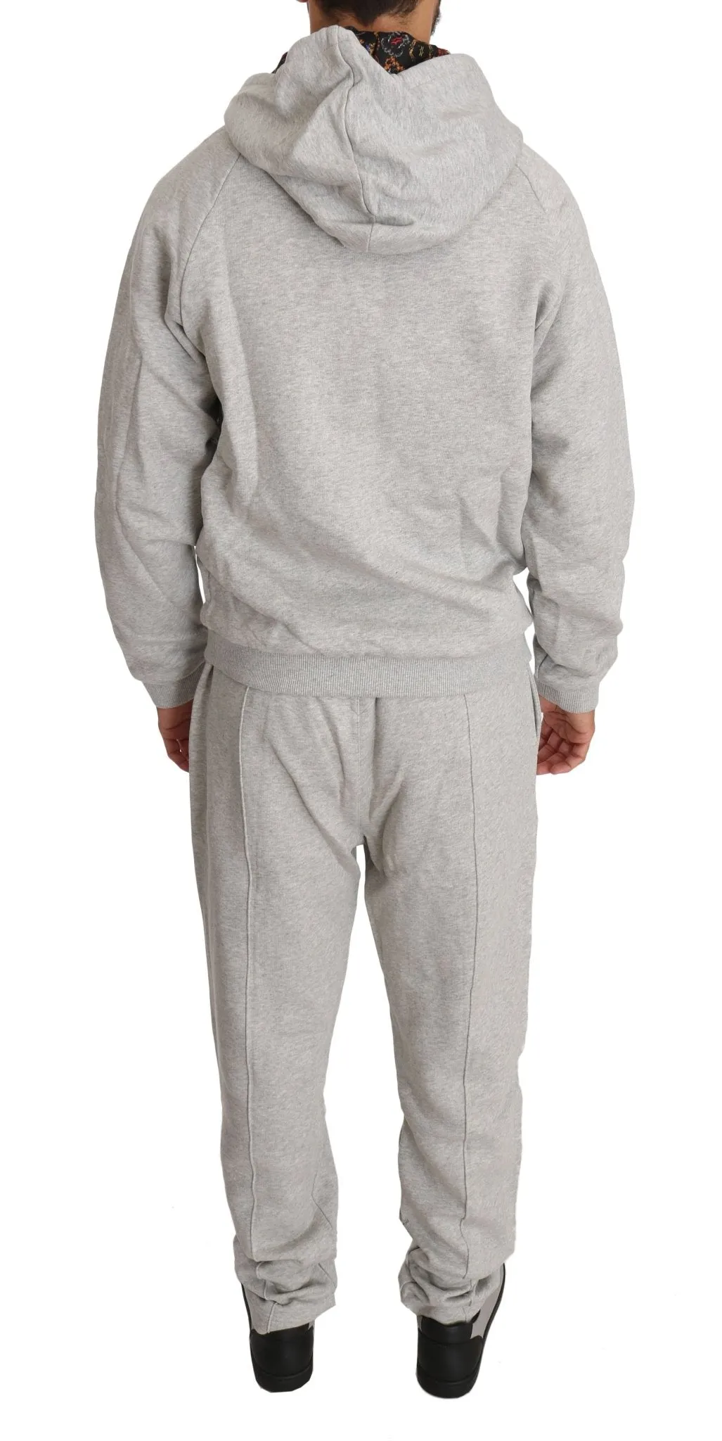 Milliardär Italienische Couture Eleganter Grauer Kapuzen-Jogginganzug