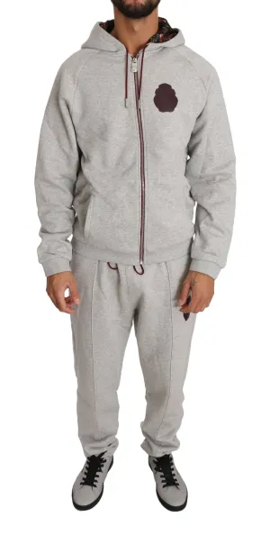 Milliardär Italienische Couture Eleganter Grauer Kapuzen-Jogginganzug