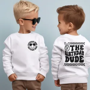 Birthday Dude Front & Back Graphic Kids Sweatshirt boys clothes cheap sale