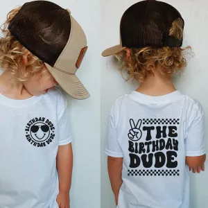 Birthday Dude Front & Back Graphic Kids Tee boys clothes cheap sale