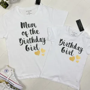 Birthday Girl Matching Mum & Daughter White Tees (MRK X) girls clothes cheap