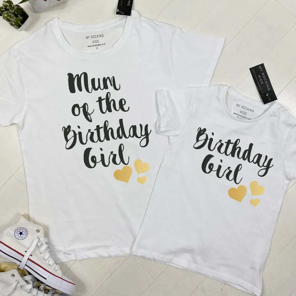 Birthday Girl Matching Mum & Daughter White Tees (MRK X) girls clothes cheap