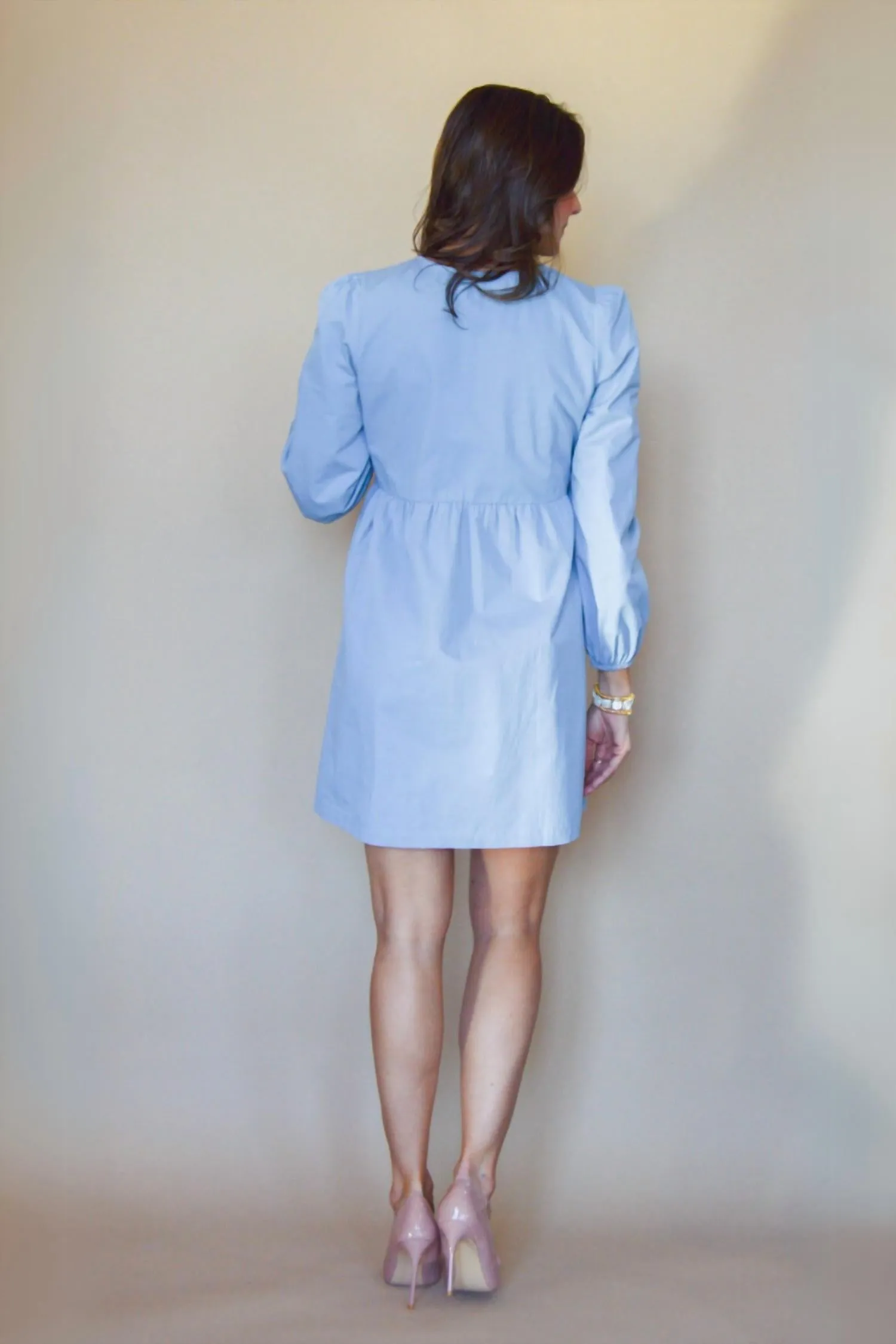 Blossoms Tiny Bow Dress In Blue