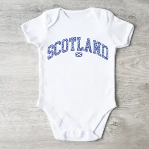 Blue Floral Scotland White Baby Vest cheap baby clothes online