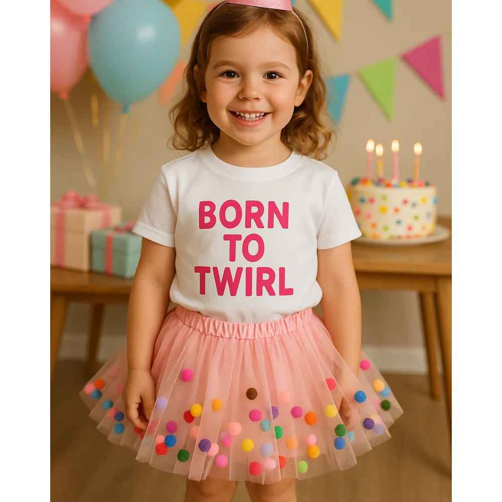 Born To Twirl White Tee & Tutu Set girls clothes cheap