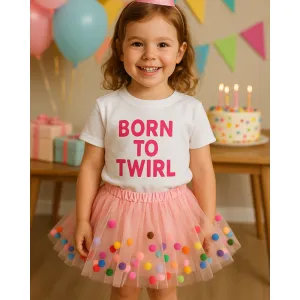 Born To Twirl White Tee & Tutu Set girls clothes cheap