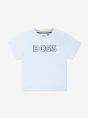 BOSS Baby Boys Logo Print T-Shirt in Blau