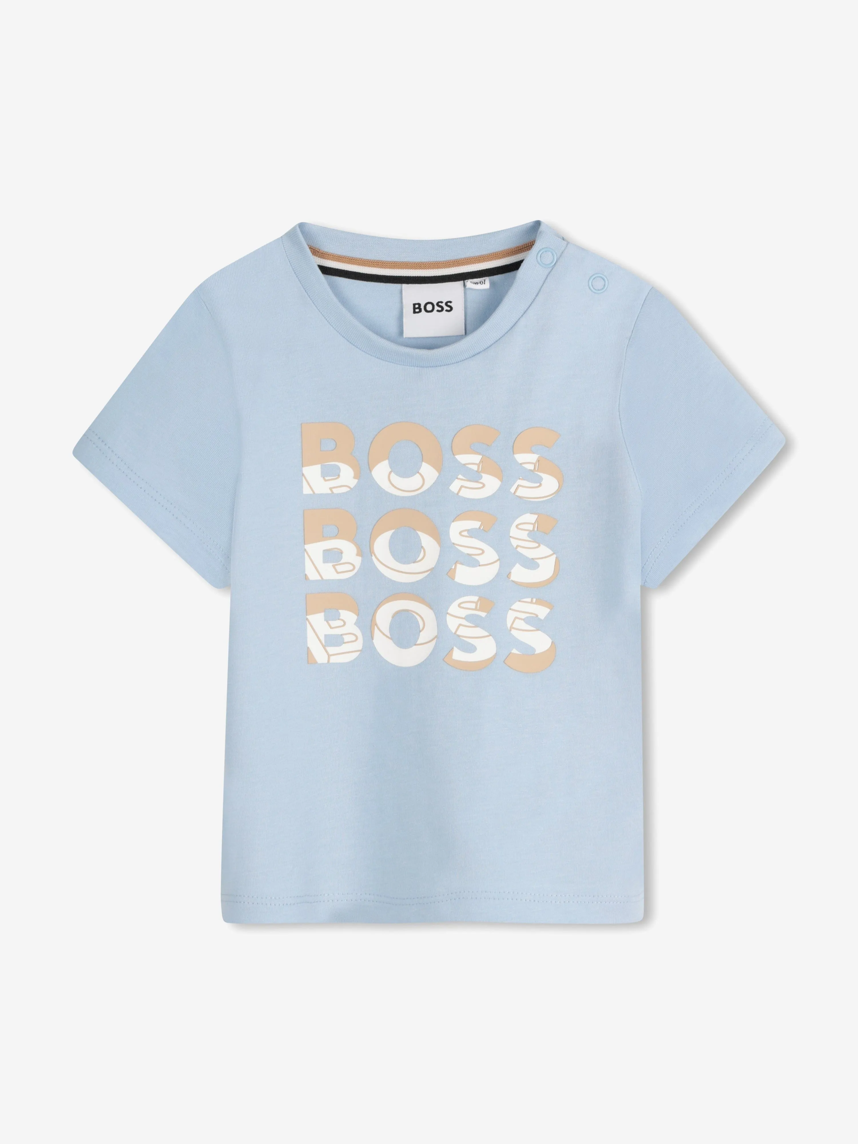 BOSS Baby Boys Multi-Logo Print T-Shirt in Blau
