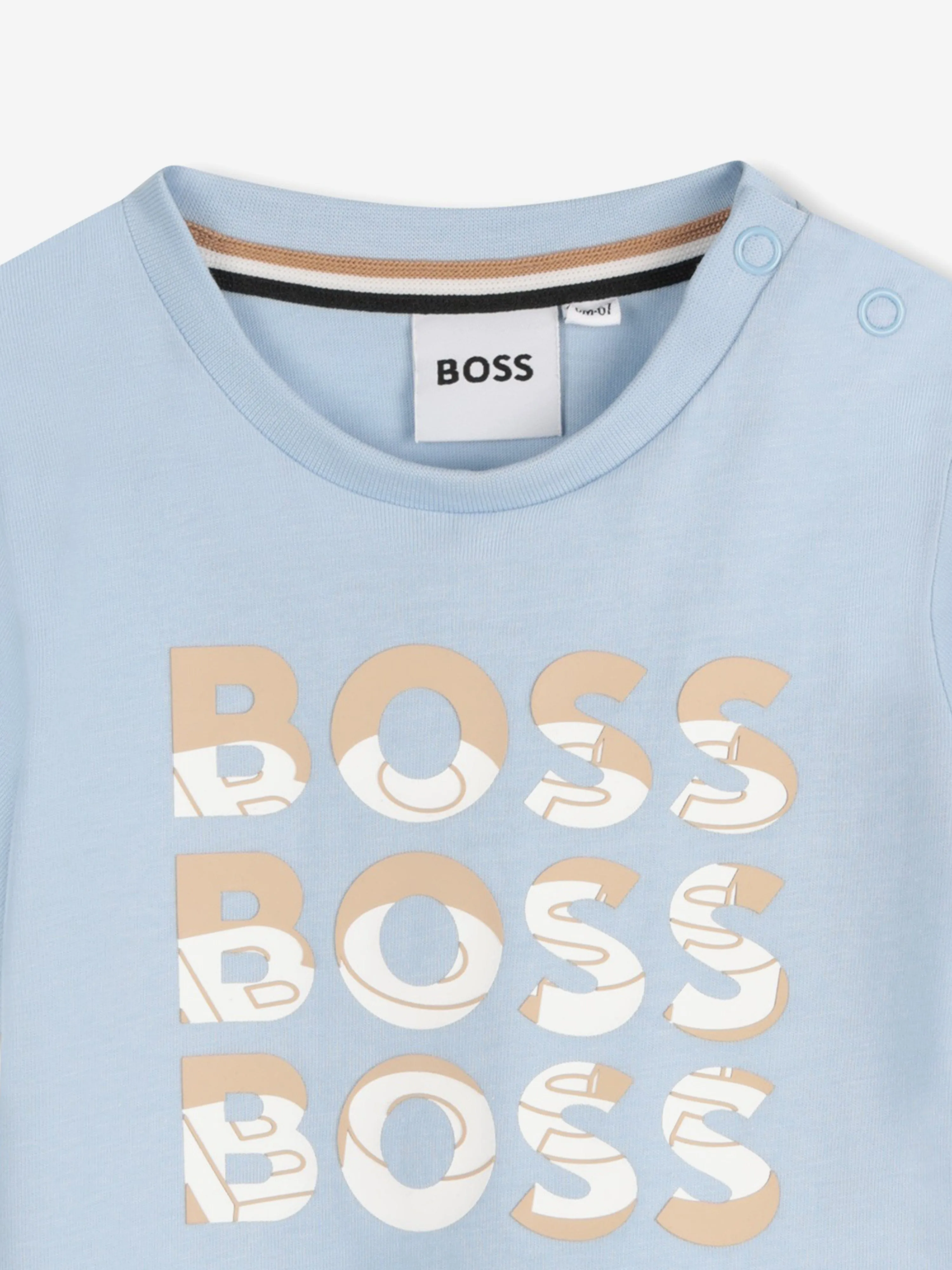 BOSS Baby Boys Multi-Logo Print T-Shirt in Blau