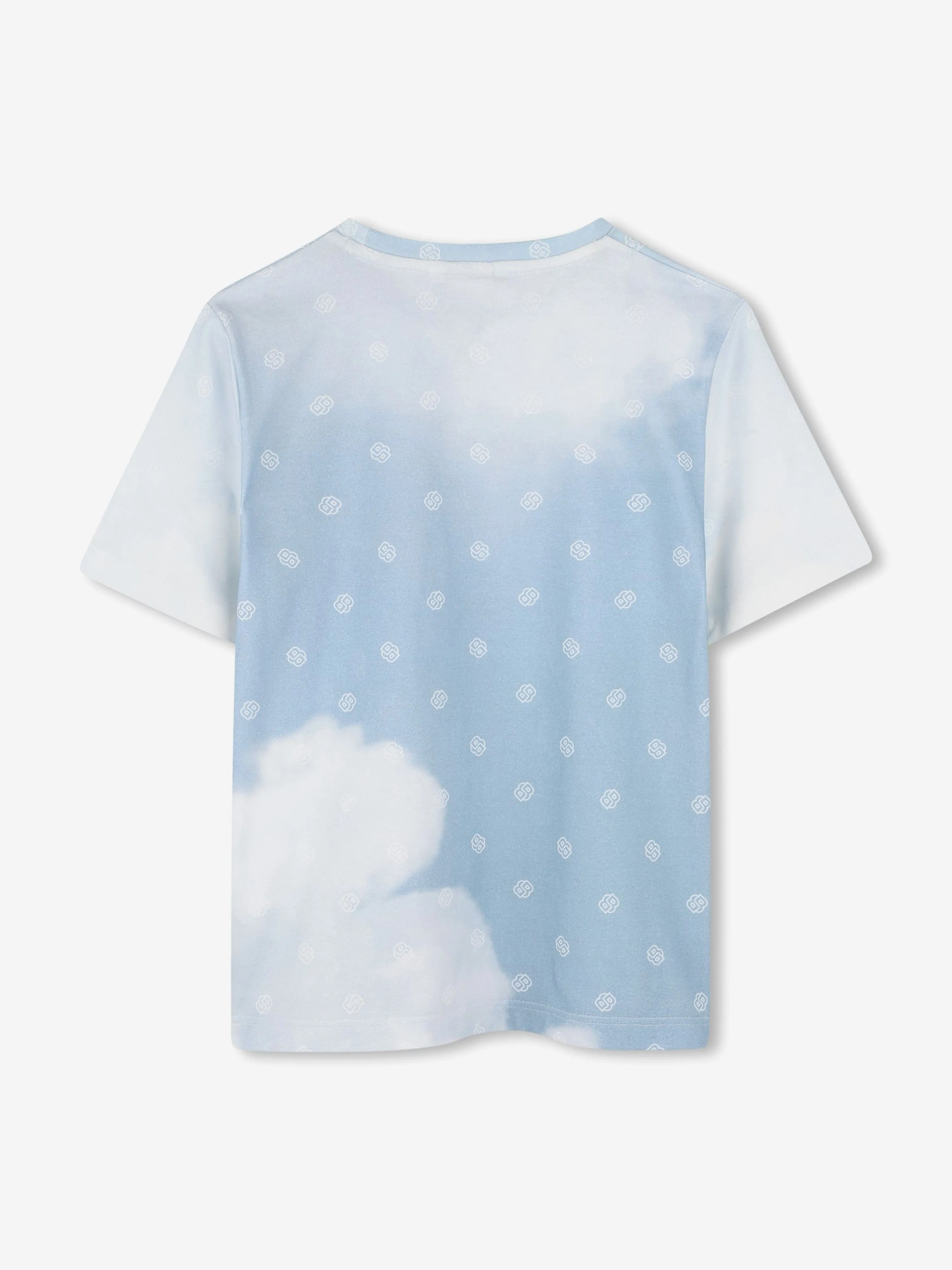 BOSS Boys Doppel-B Wolkenmuster T-Shirt in Blau