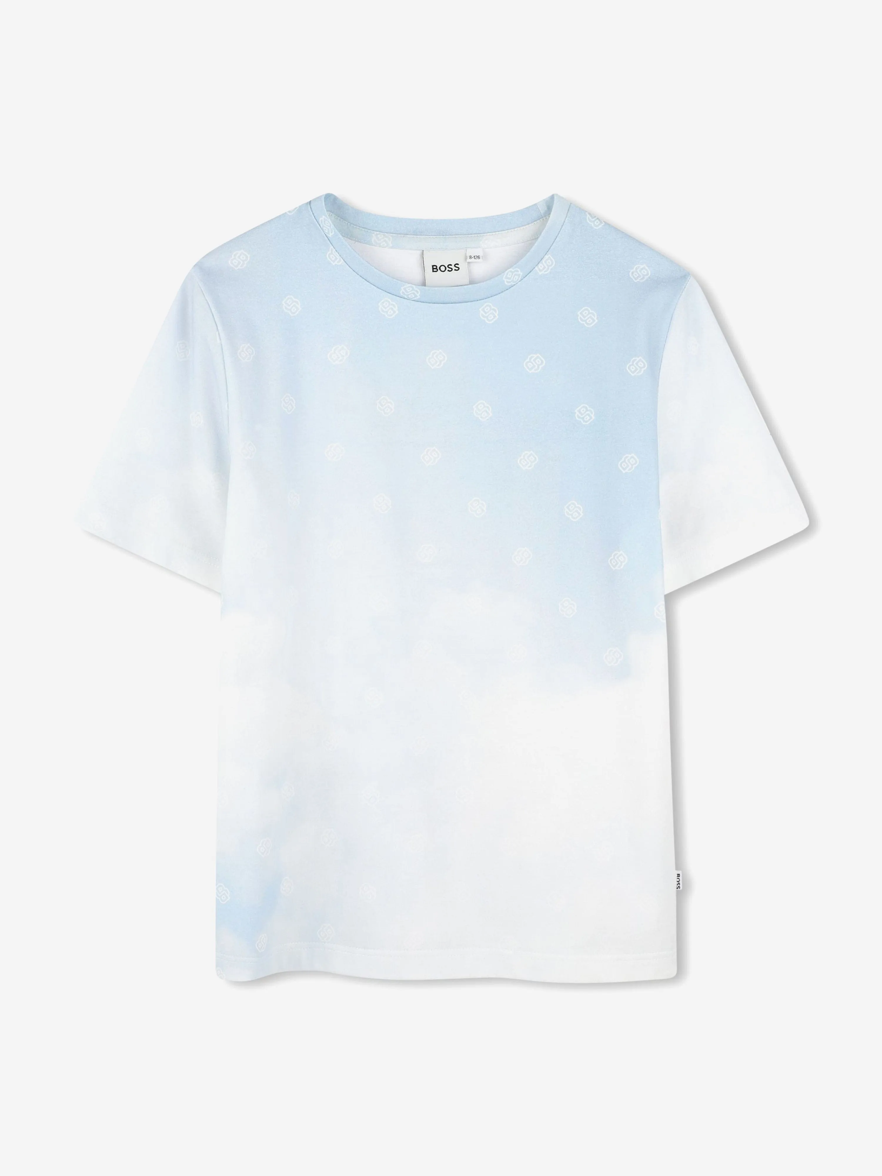 BOSS Boys Doppel-B Wolkenmuster T-Shirt in Blau