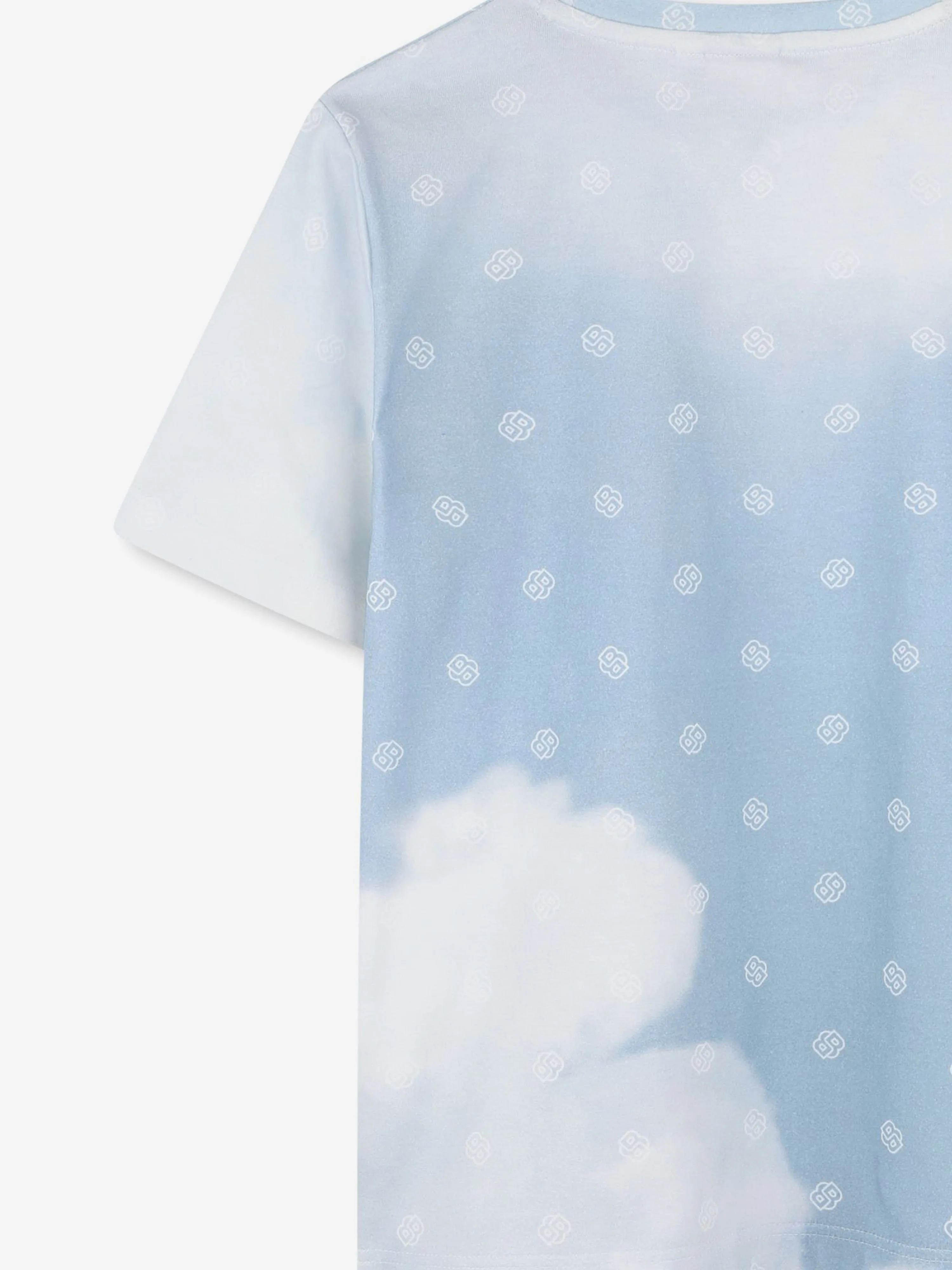 BOSS Boys Doppel-B Wolkenmuster T-Shirt in Blau
