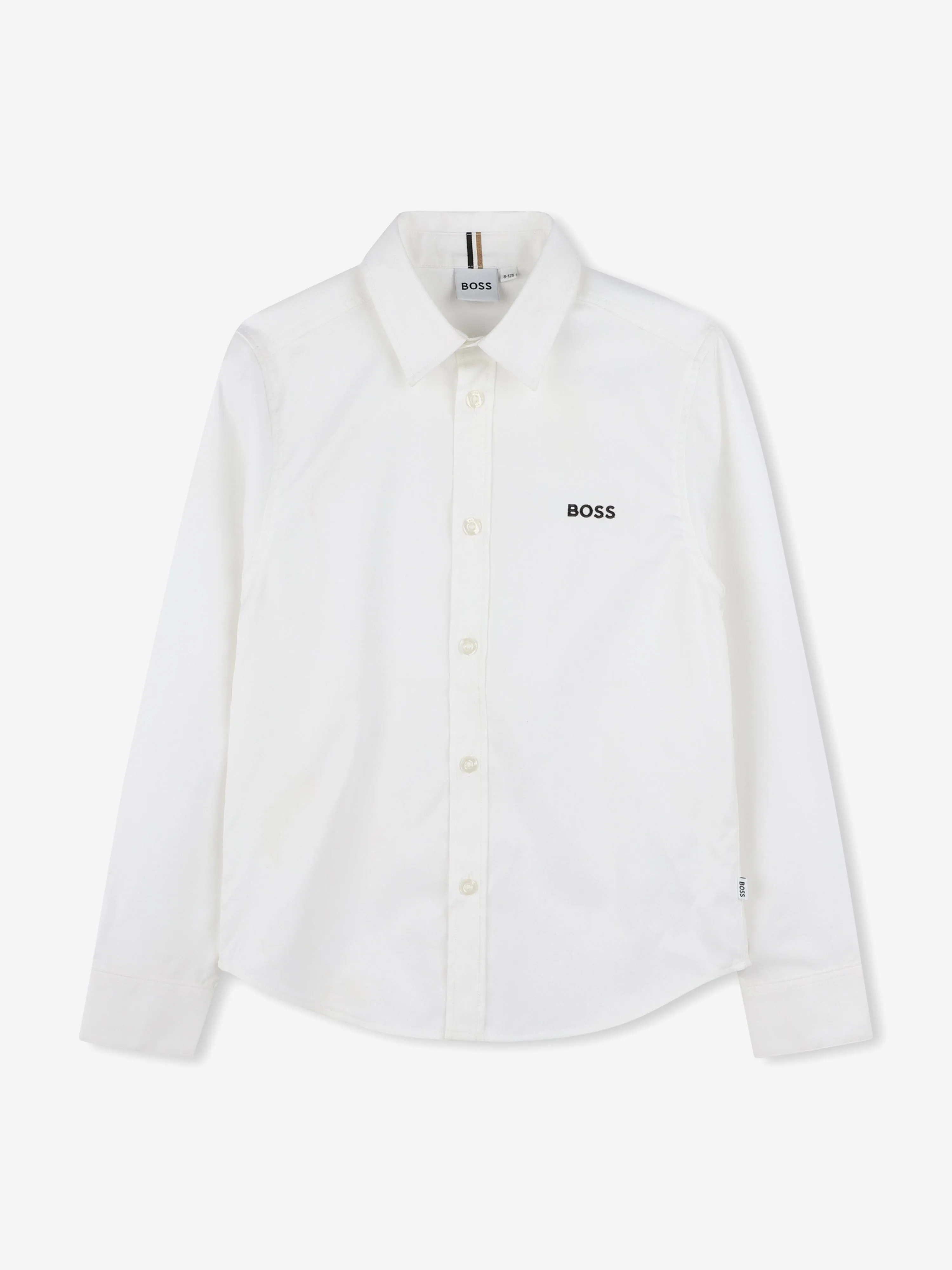 BOSS Boys Hemd mit besticktem Logo in Weiß