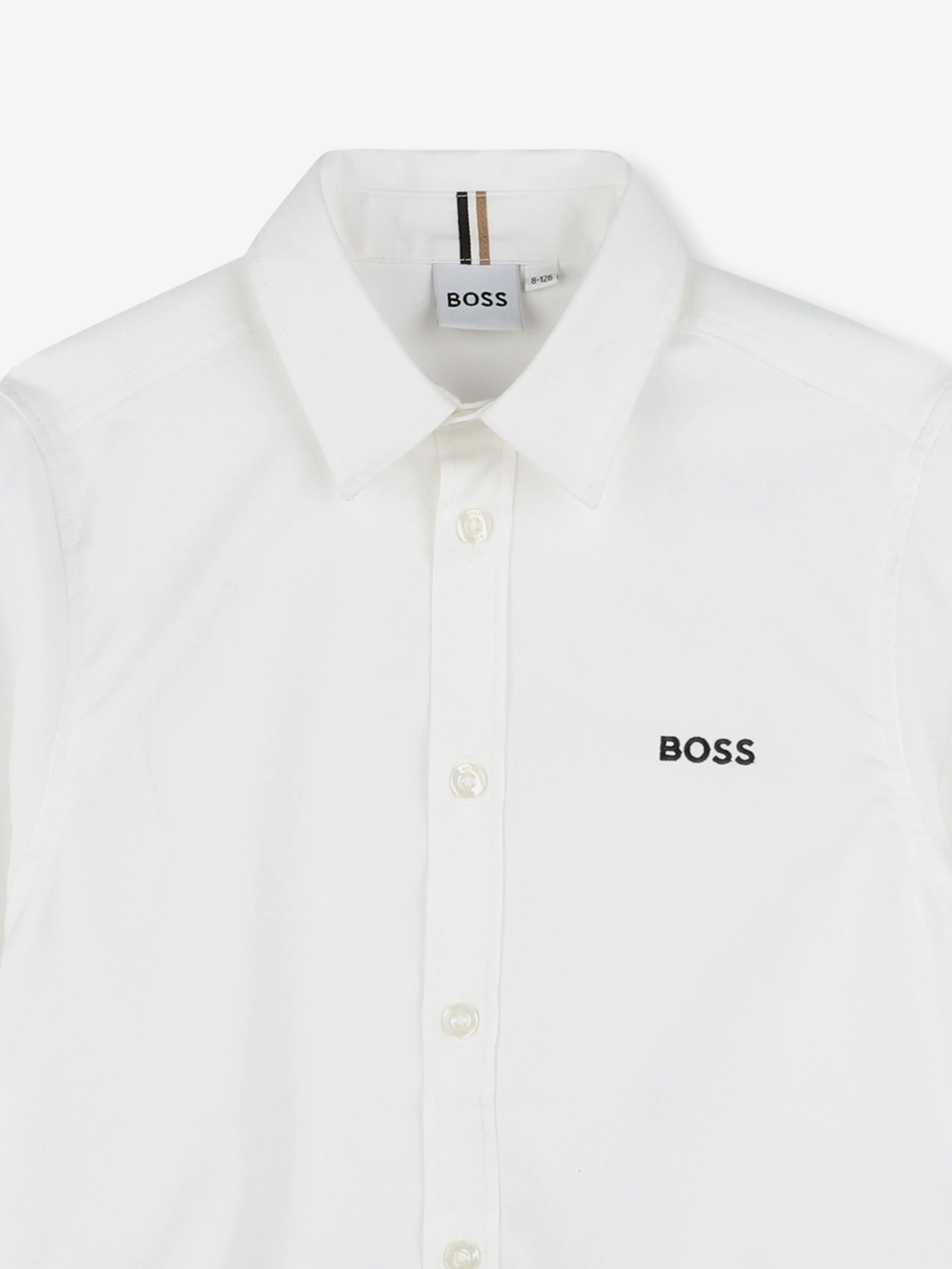 BOSS Boys Hemd mit besticktem Logo in Weiß