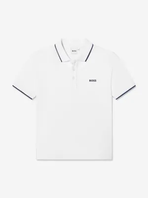 BOSS Boys Logo Polo-Shirt in Weiß