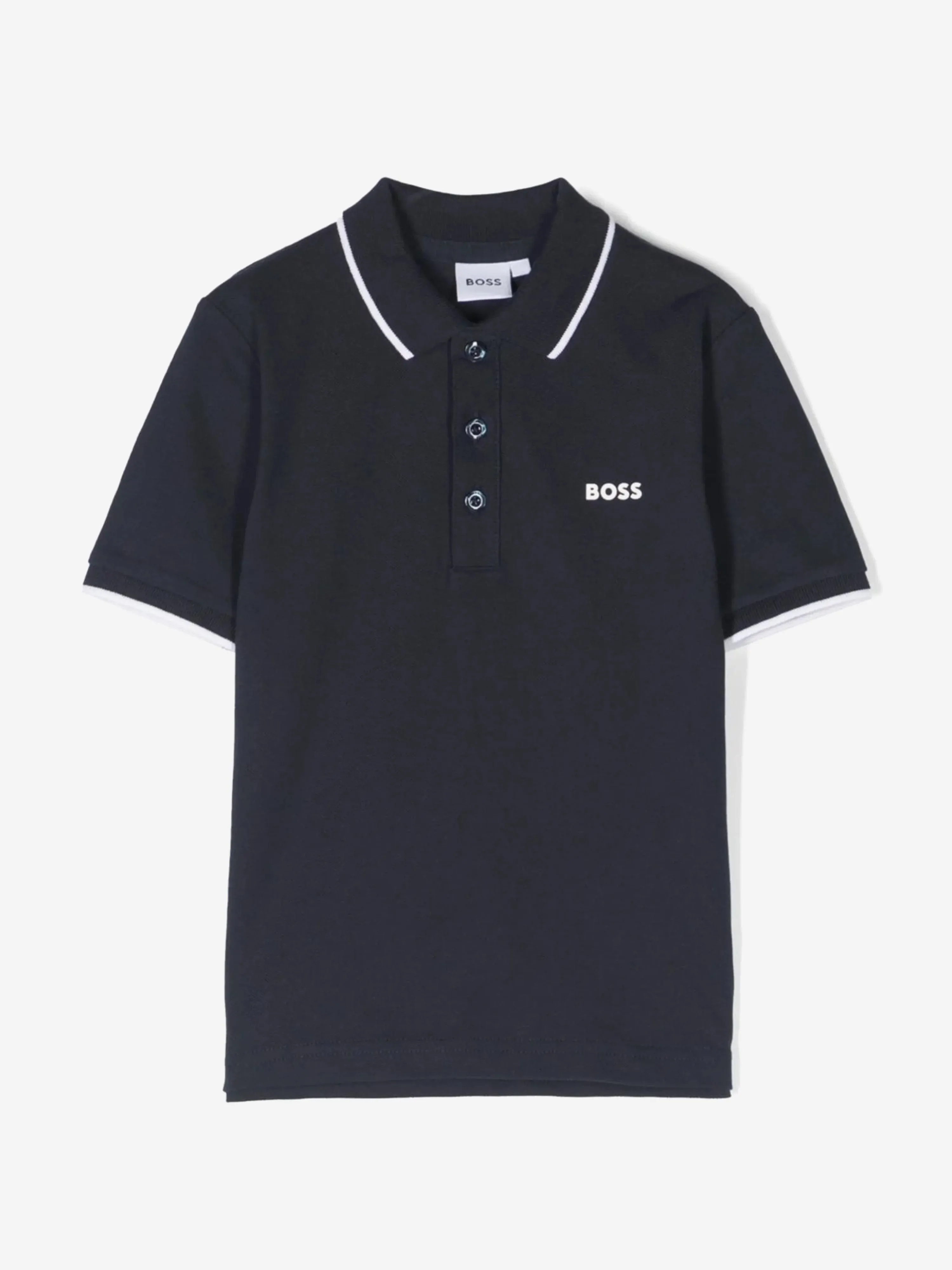BOSS Boys Logo Print Polo-Shirt in Marineblau