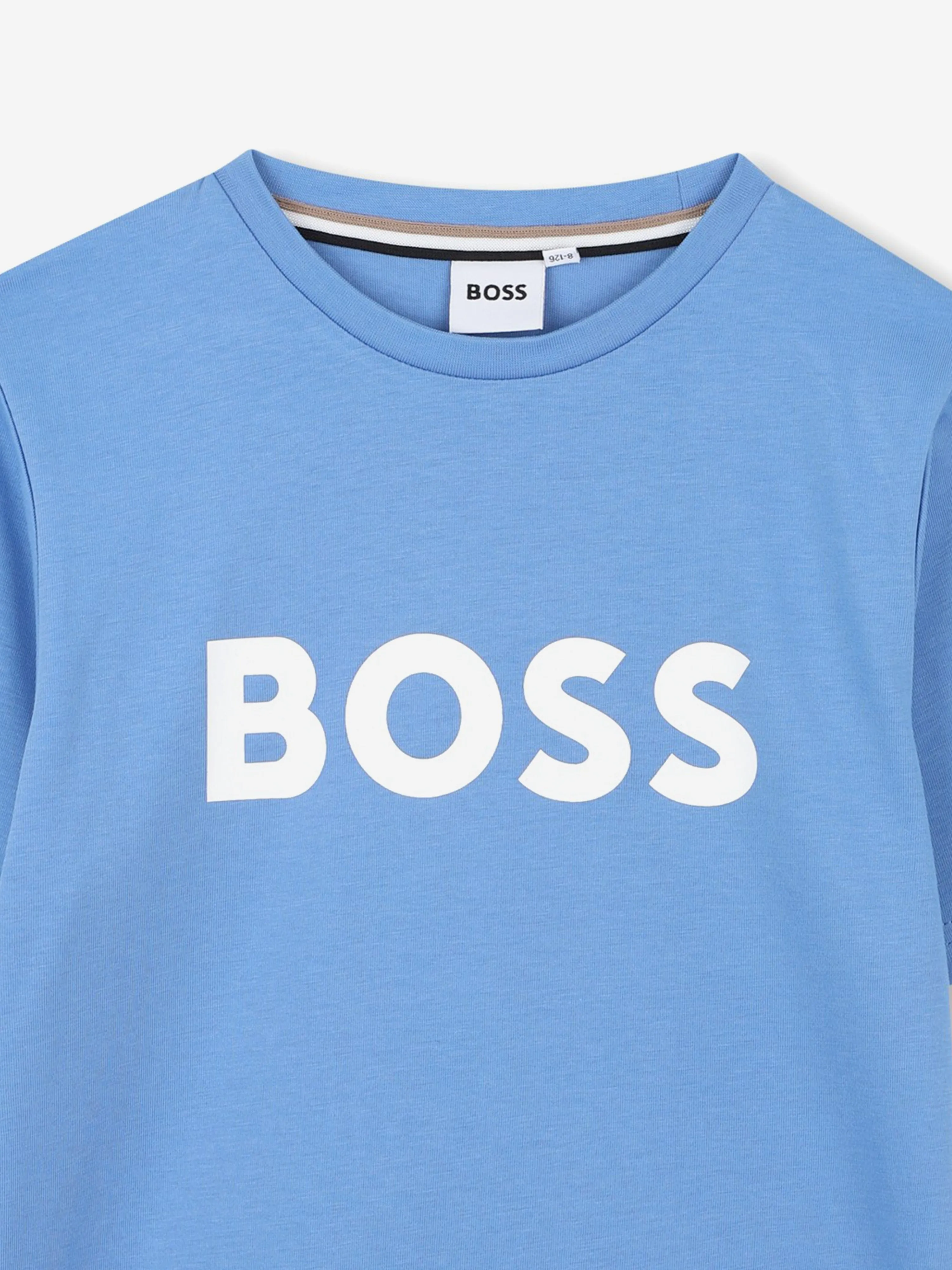 BOSS Boys Logo Print T-Shirt in Blau