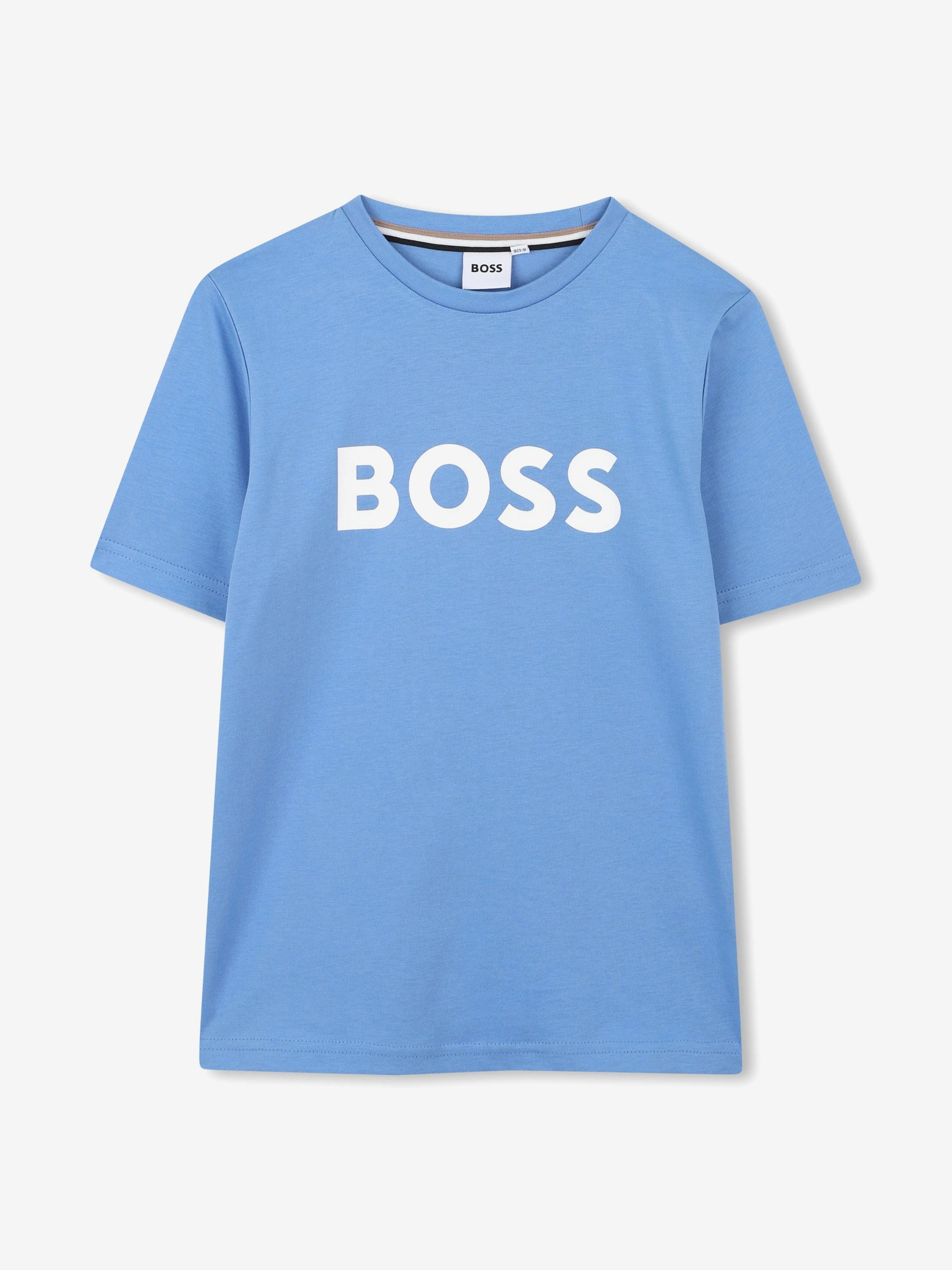 BOSS Boys Logo Print T-Shirt in Blau