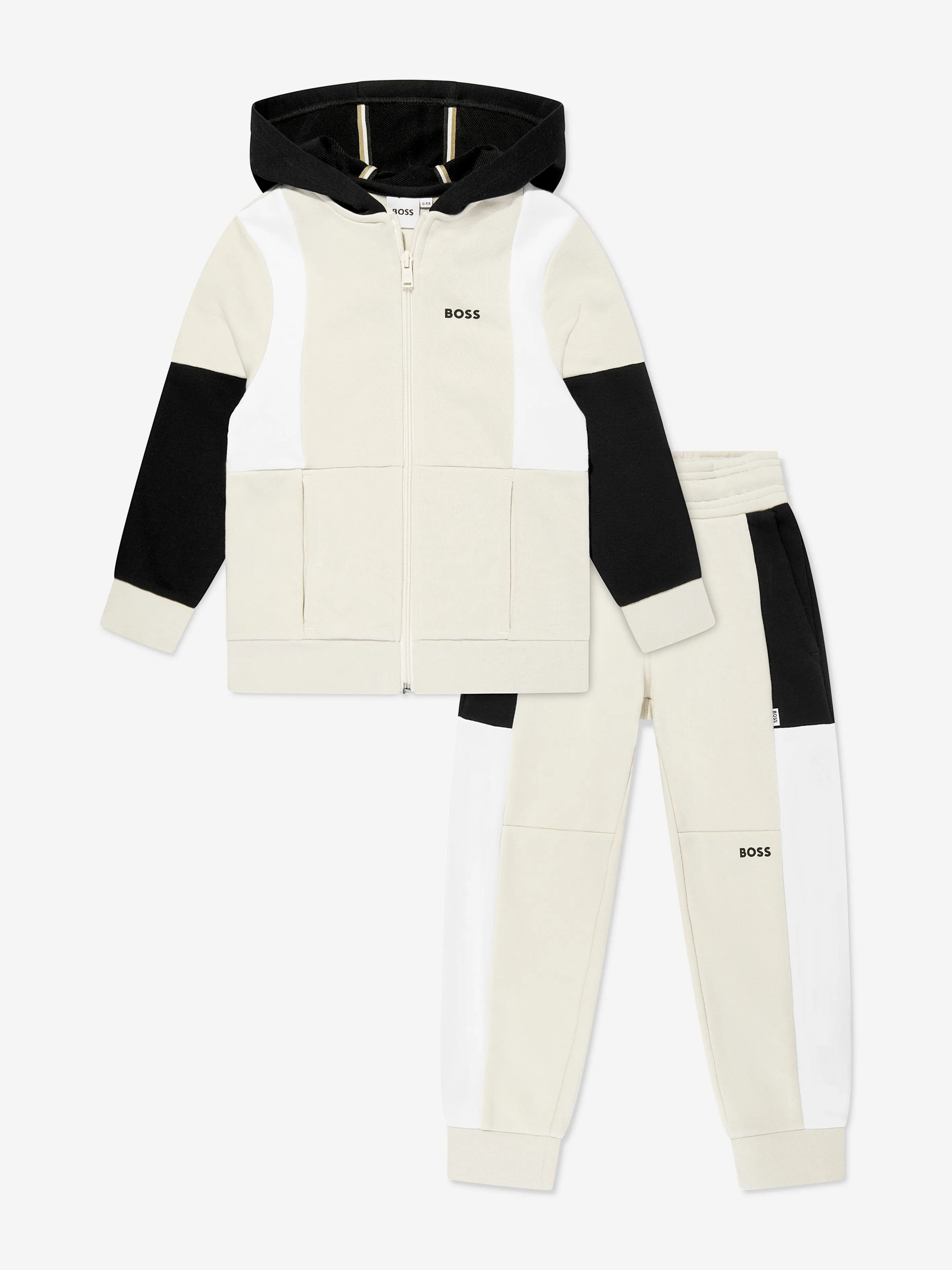 BOSS Boys Logo Trainingsanzug in Beige
