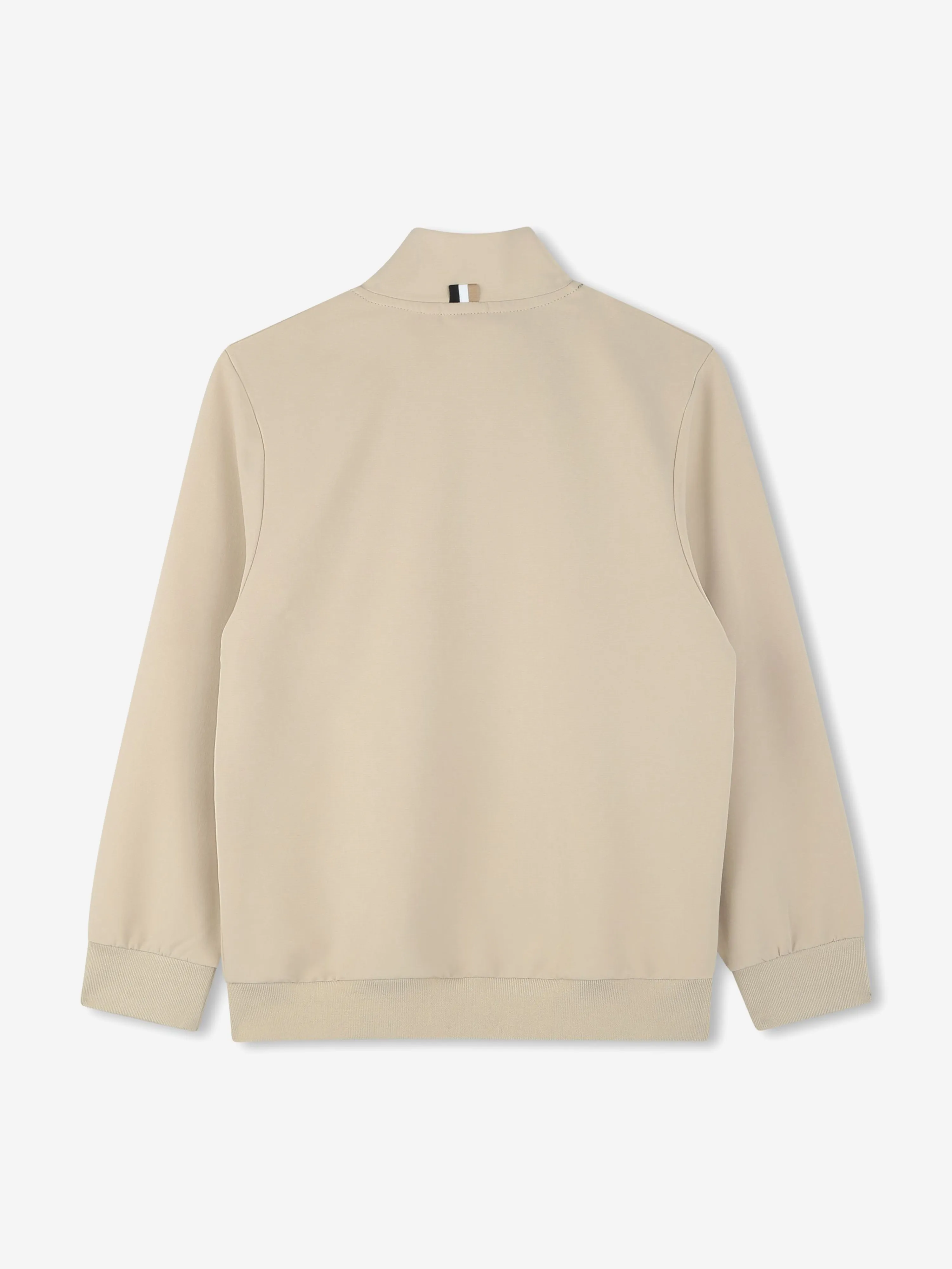 BOSS Boys Logo Reißverschluss-Pullover in Beige