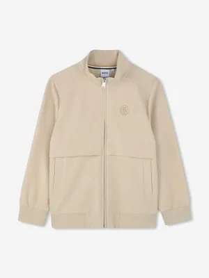 BOSS Boys Logo Reißverschluss-Pullover in Beige
