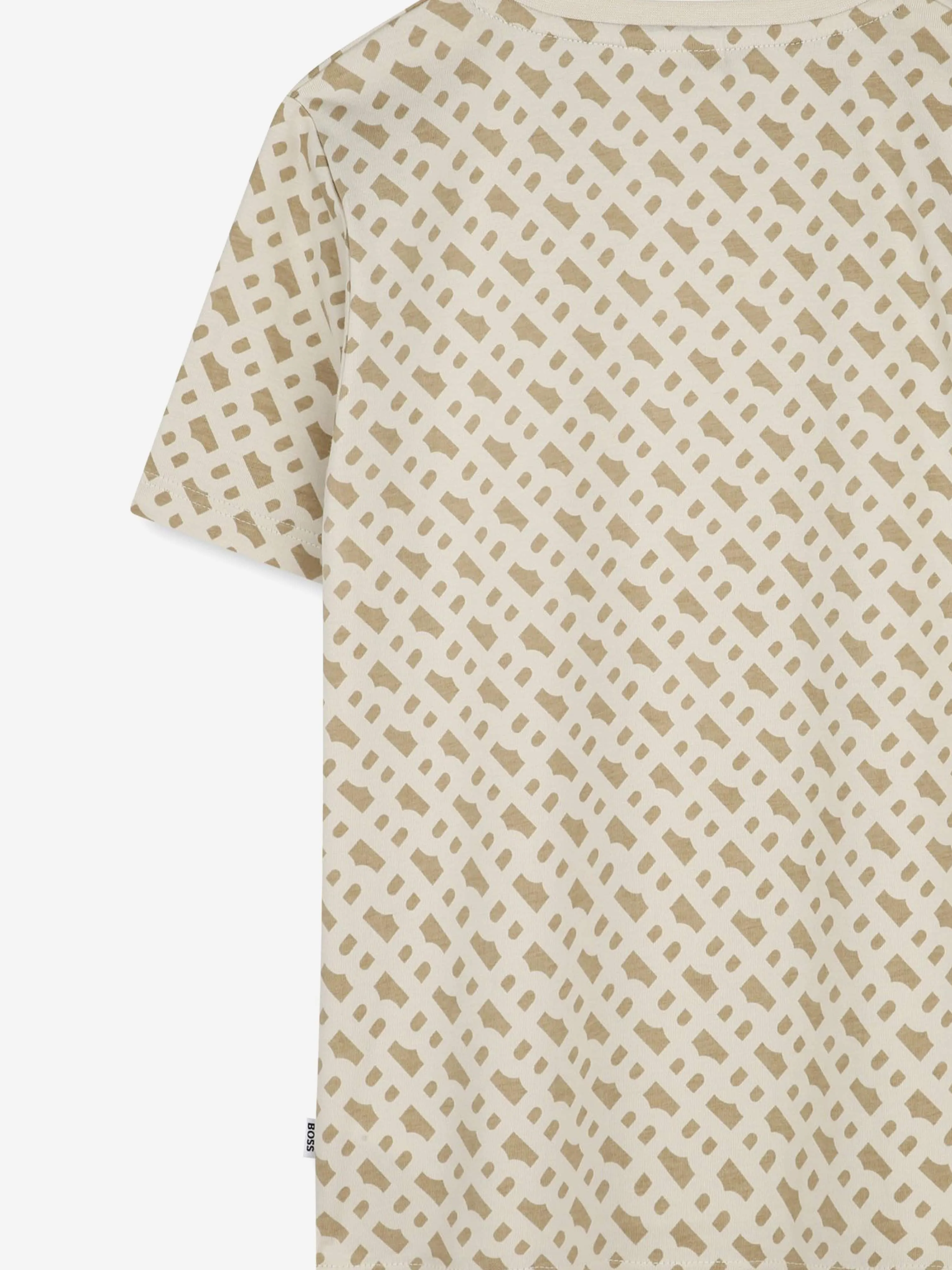 BOSS Boys Monogram Print T-Shirt in Beige