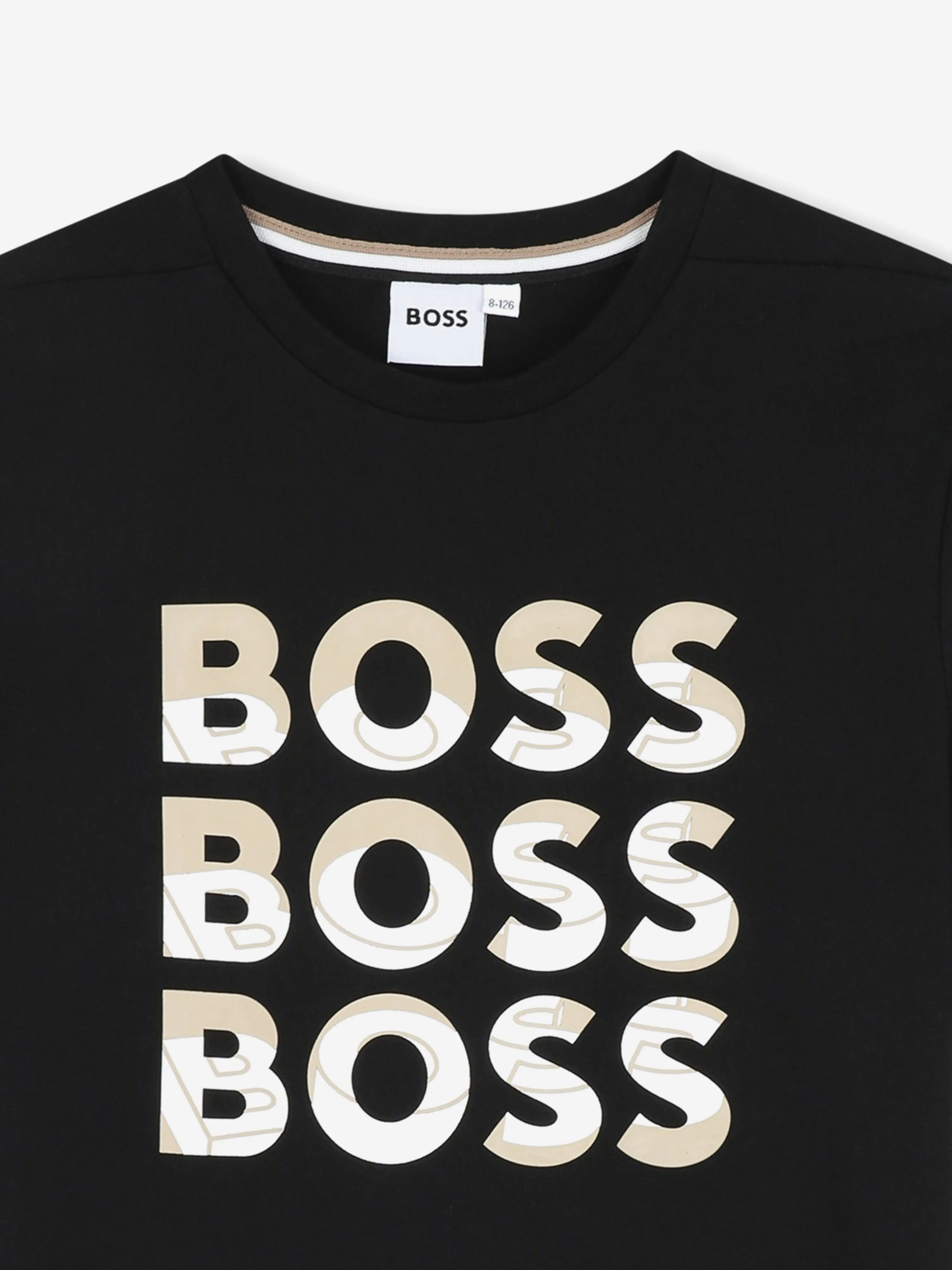 BOSS Boys Multi-Logo T-Shirt in Schwarz