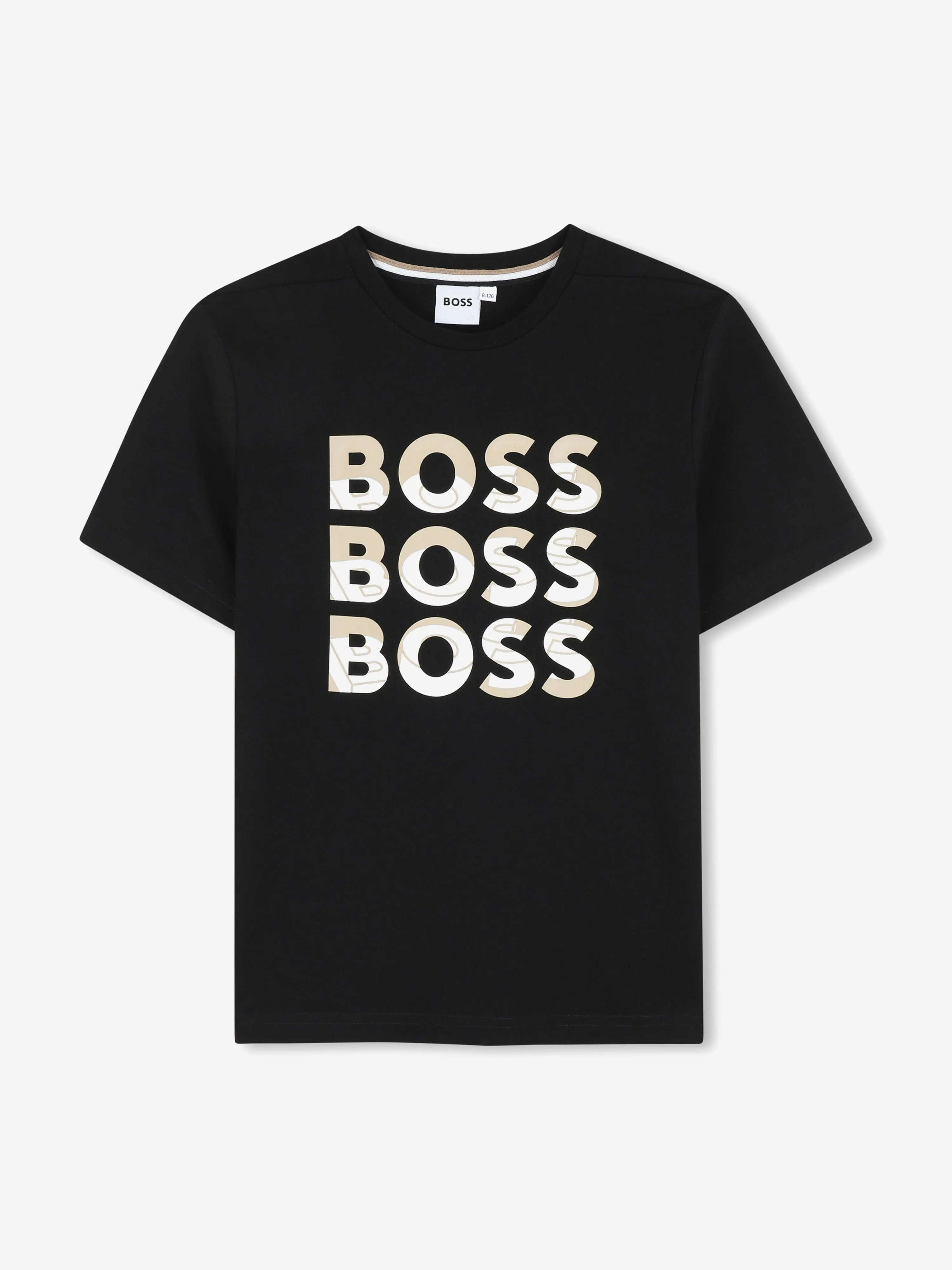 BOSS Boys Multi-Logo T-Shirt in Schwarz