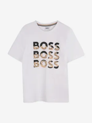 BOSS Boys Multi-Logo T-Shirt in Weiß