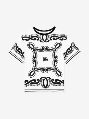 Jungen Bandana Druck Logo T-Shirt in Weiß