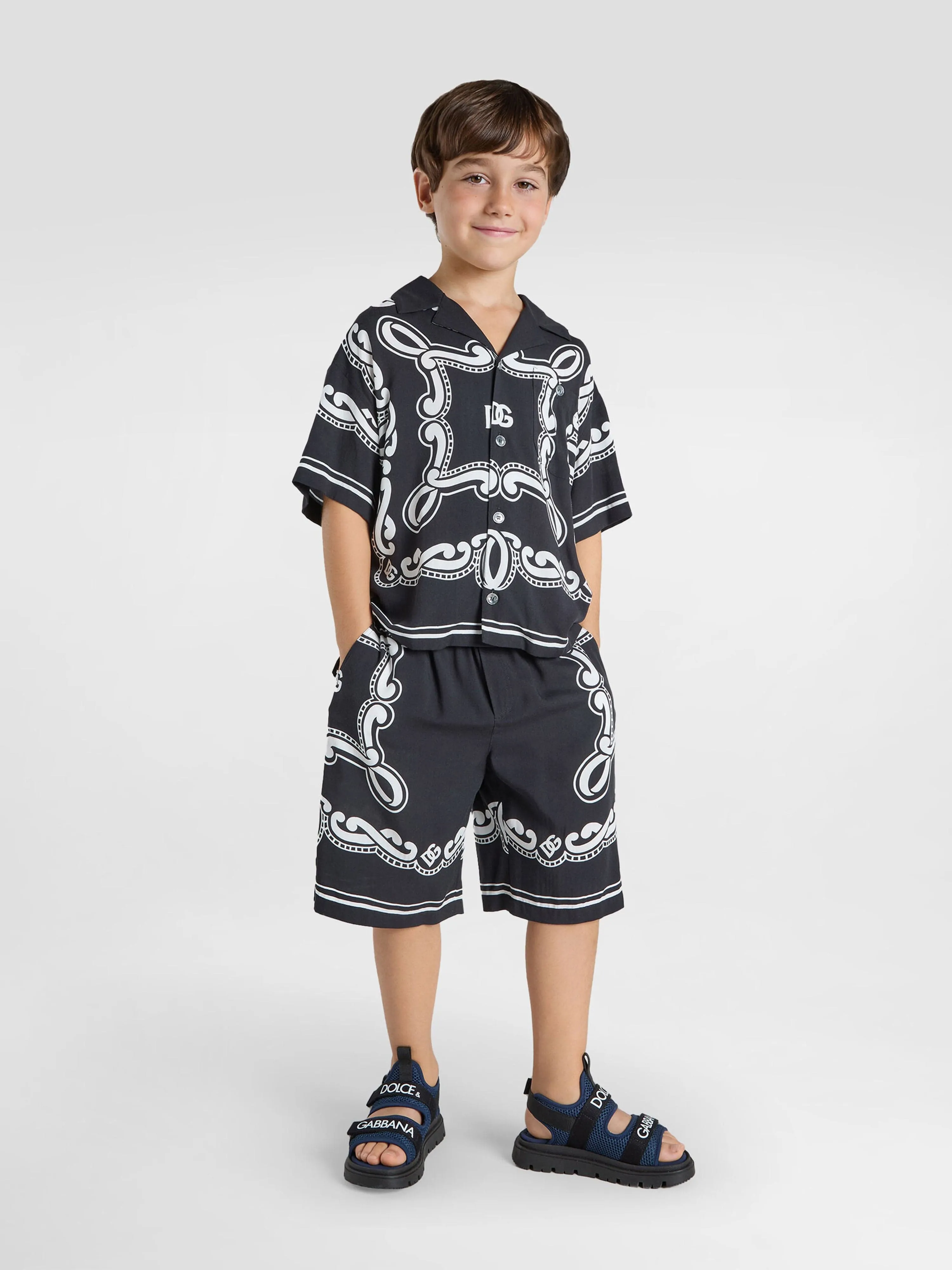 Jungen Bandana-Print-Shirt in Schwarz