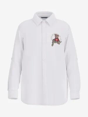 Jungen Bären Oxford-Hemd in Weiß