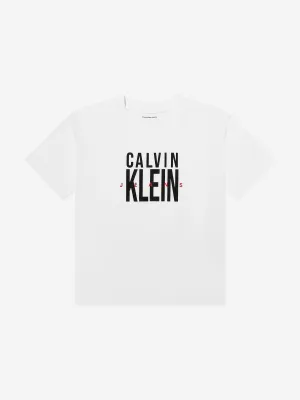 Jungen Bold CKJ Grafik-T-Shirt in Weiß