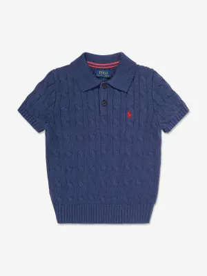 Jungen Rippstrickpullover in Marineblau