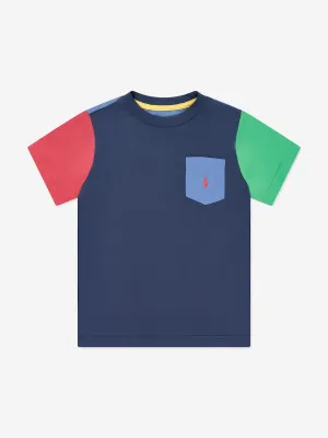 Jungen Farbblock T-Shirt in Marineblau