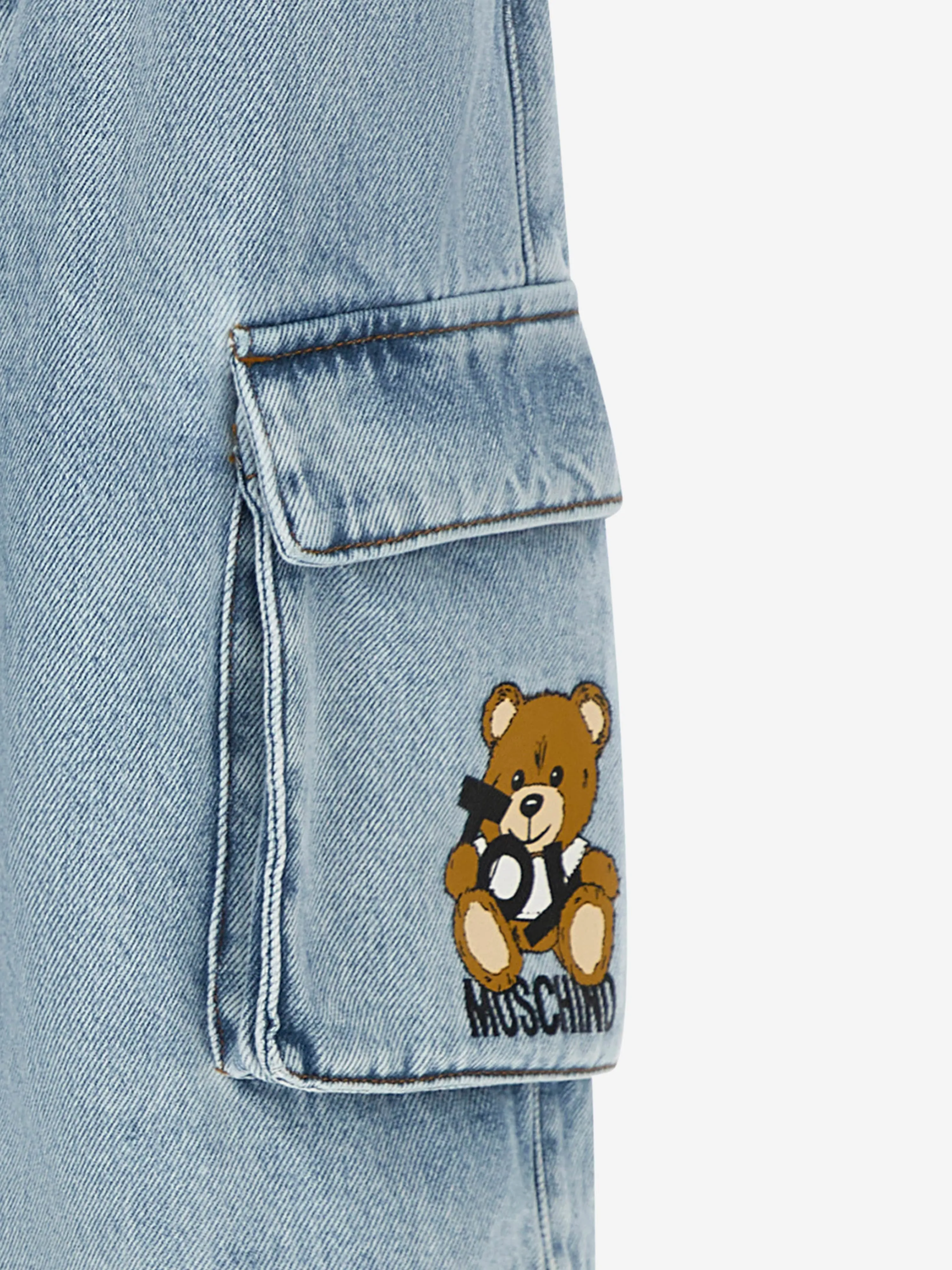 Blaue Denim Teddy Cargo Shorts für Jungen