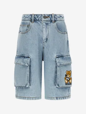 Blaue Denim Teddy Cargo Shorts für Jungen